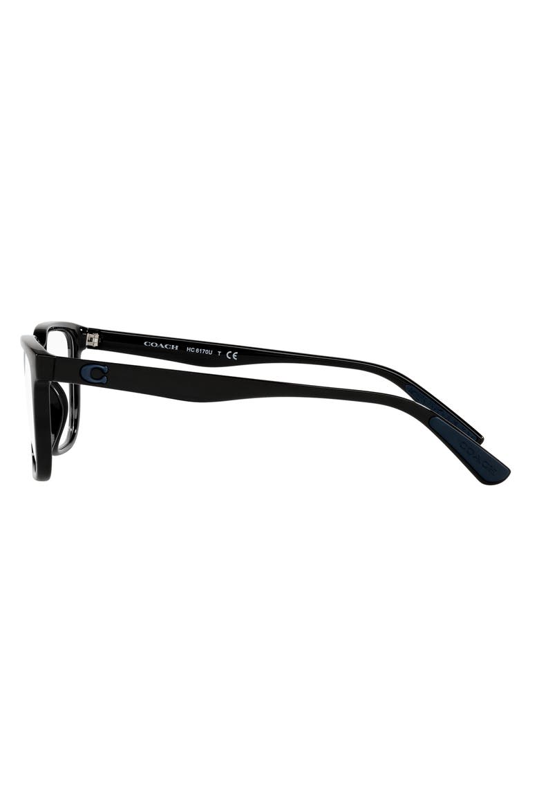 56mm Rectangular Optical Glasses, Alternate, color, BLACK / DEMO LENS