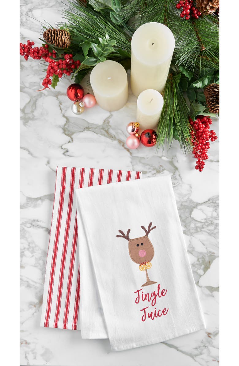 C&F Home Jingle Juice Embroidered Cotton Flour Sack Kitchen Towel, Alternate, color, White