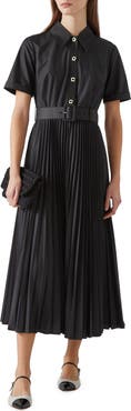 LK Bennett Cally Belted Pleated Shirtdress