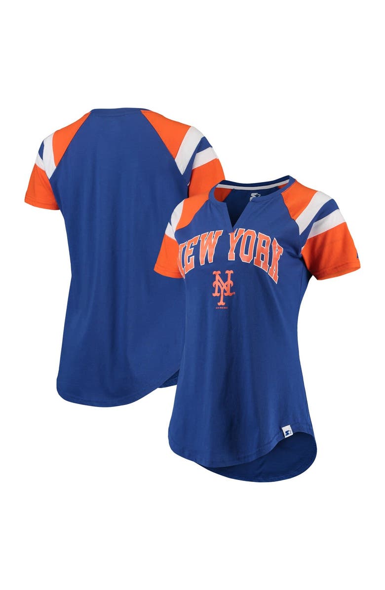 STARTER Women's Starter Royal/Orange New York Mets Game On Notch Neck ...