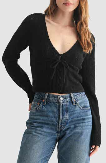 All in Favor Crop Pointelle & Rib Sweater