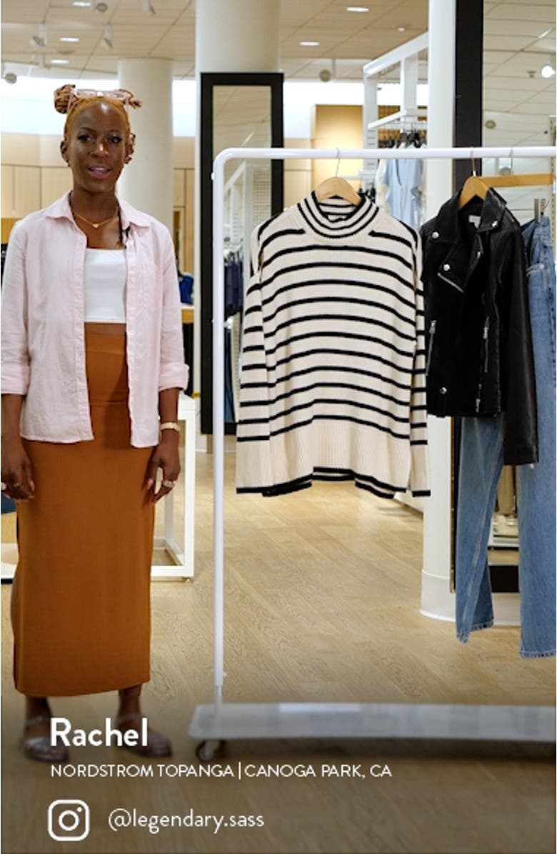 Stripe Oversize Mock Neck Sweater, sales video thumbnail