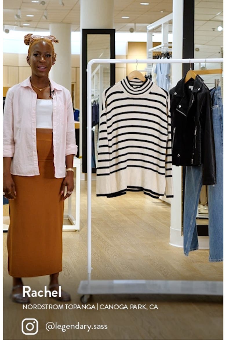 Stripe Oversize Mock Neck Sweater video