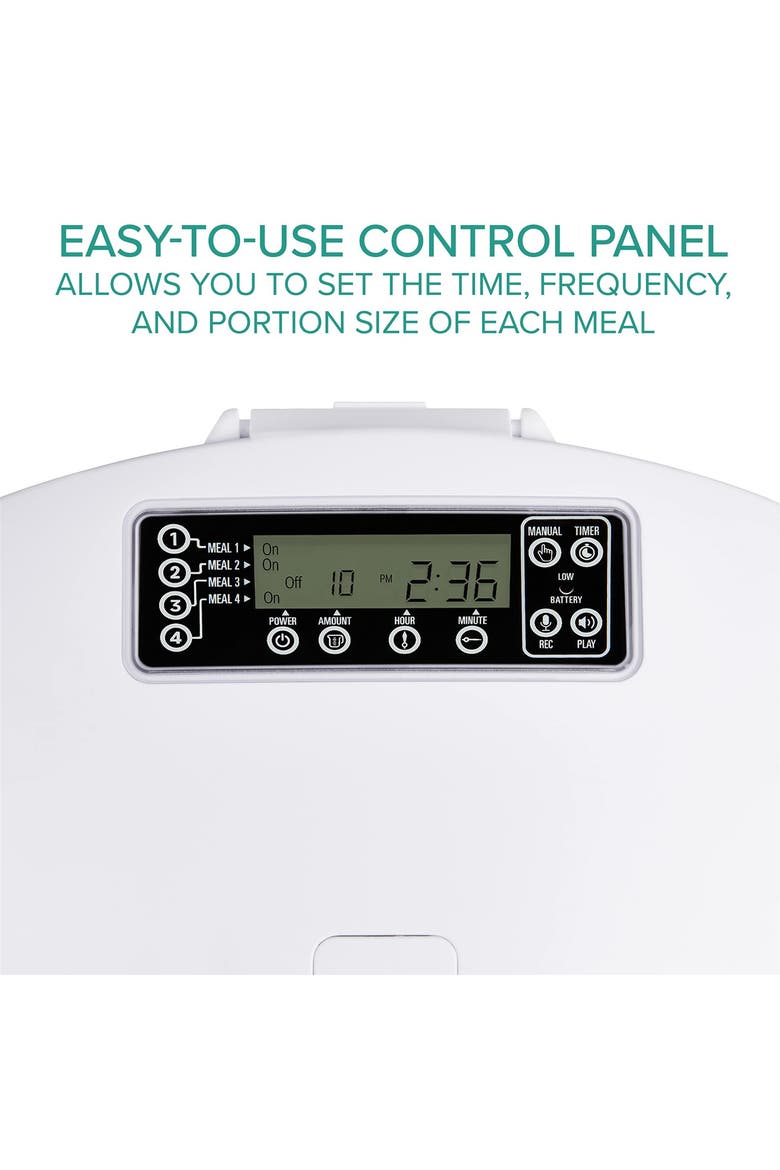 Automatic Pet Feeder w/ Portion Control, Voice Recorder, & Programmable Meal Scheduling, Alternate, color, White