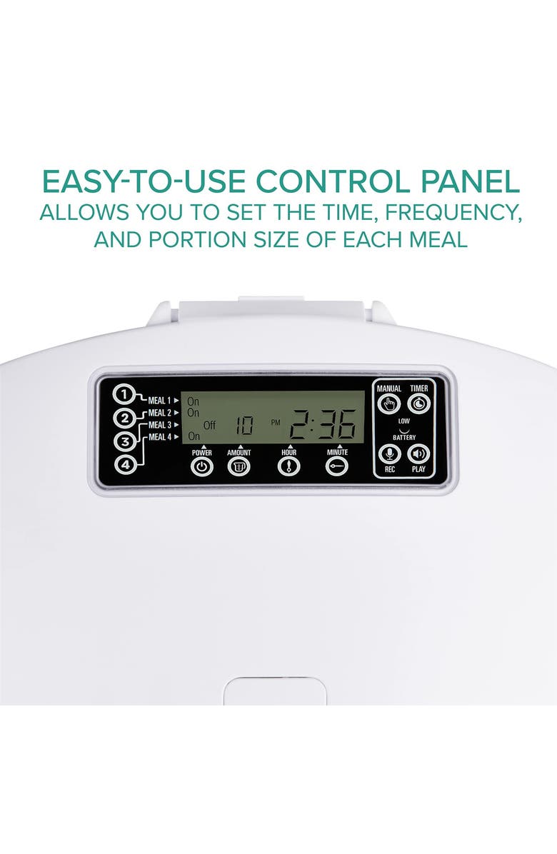Arf Pets Automatic Pet Feeder w/ Portion Control, Voice Recorder, & Programmable Meal Scheduling, Alternate, color, White