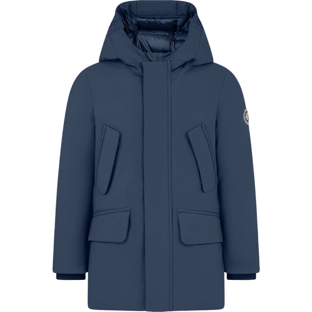 Save The Duck Kids' Basic Water Resistant Long Parka In Blue