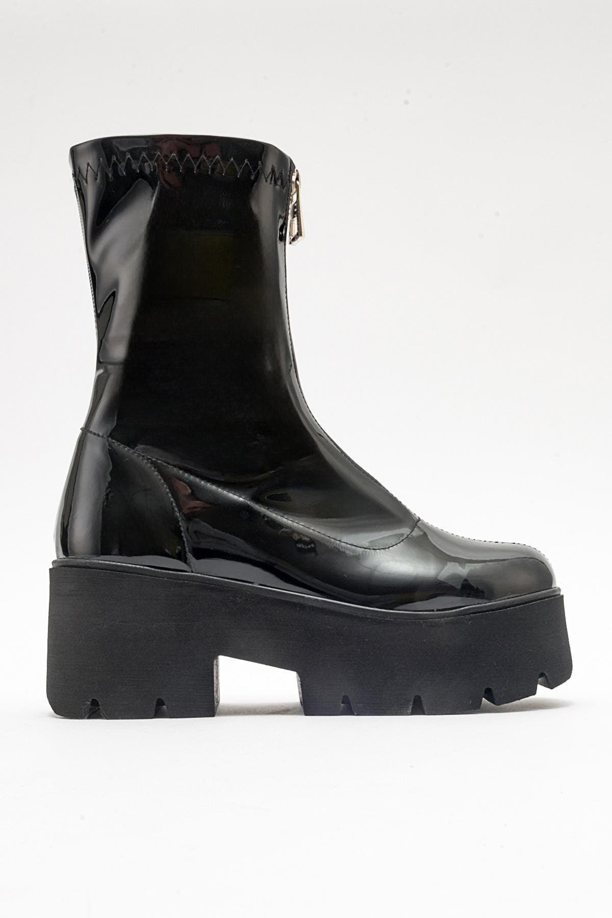 Prologue Shoes Ovil Platform Zip Boot, Alternate, color, Black Patent