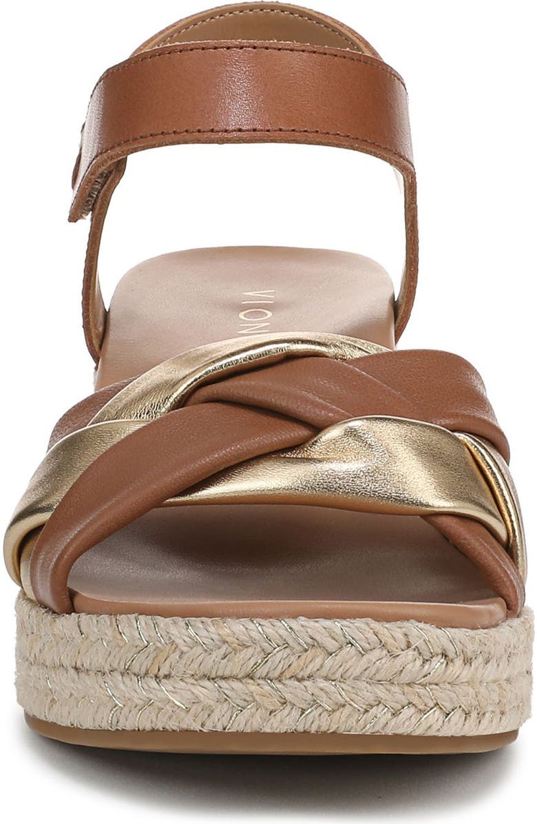 Vionic Saratoga Wedge Espadrille Sandal, Alternate, color, Tan/ Gold