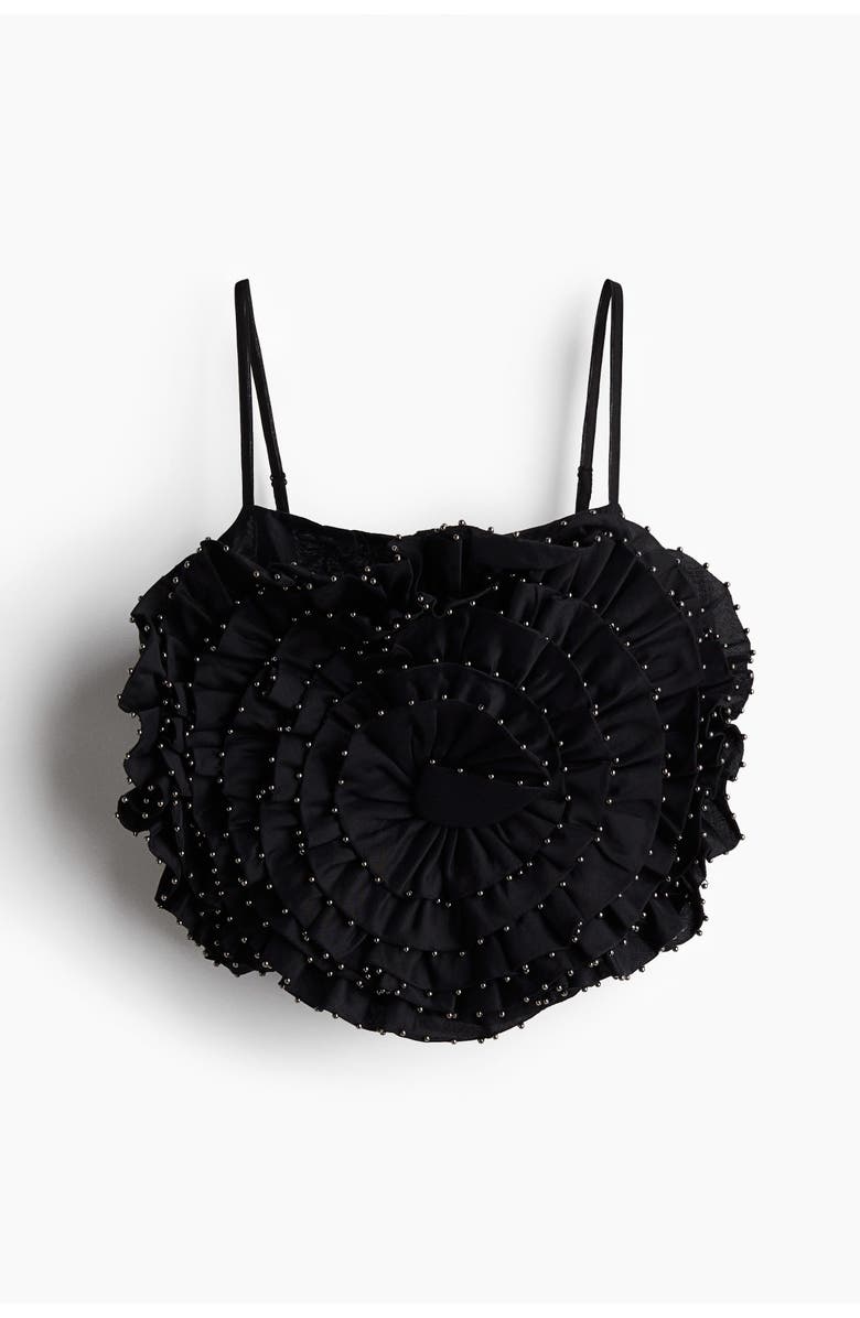 H&M Embellished Strappy Top, Main, color, Black