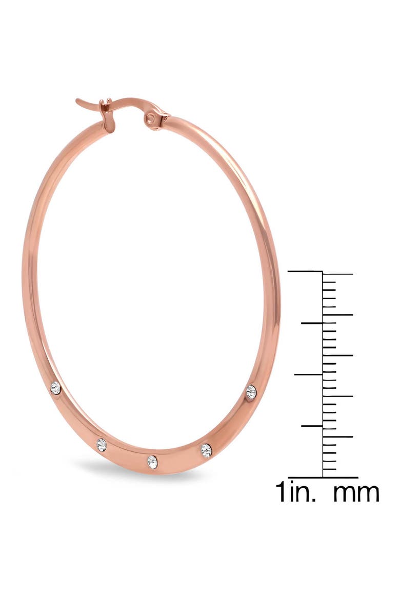 18K Rose Gold Plated Crystal Hoop Earrings, Alternate, color, ROSE GOLD