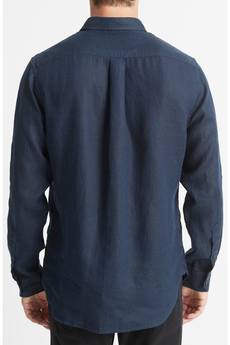 Linen Button-Up Shirt, Alternate, color, COASTAL
