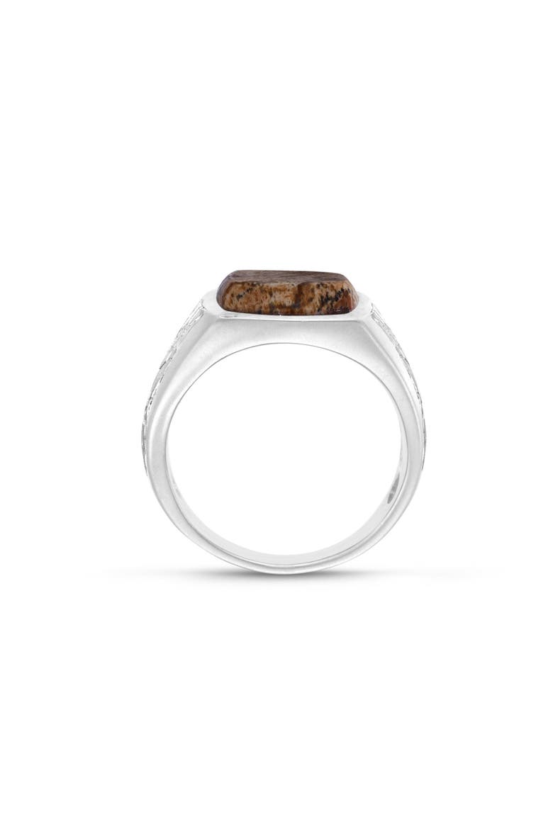 Brown Picasso Jasper Sterling Silver Men Signet Ring, Alternate, color, Silver