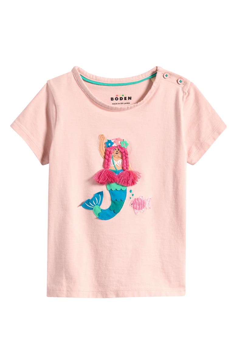Mini Boden Kids' Mermaid Appliqué Cotton T-Shirt, Main, color,