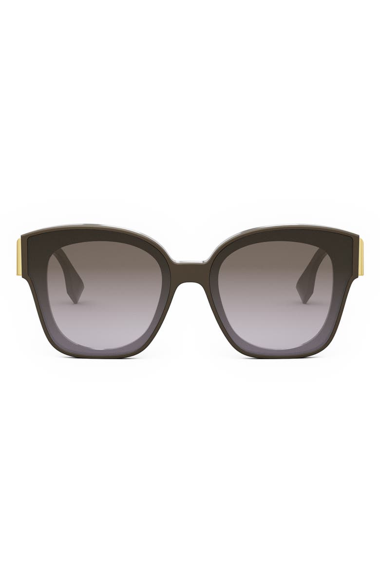 Fendi 'Fendi First 63mm Square Sunglasses, Main, color, Shiny Dark Brown / Brown