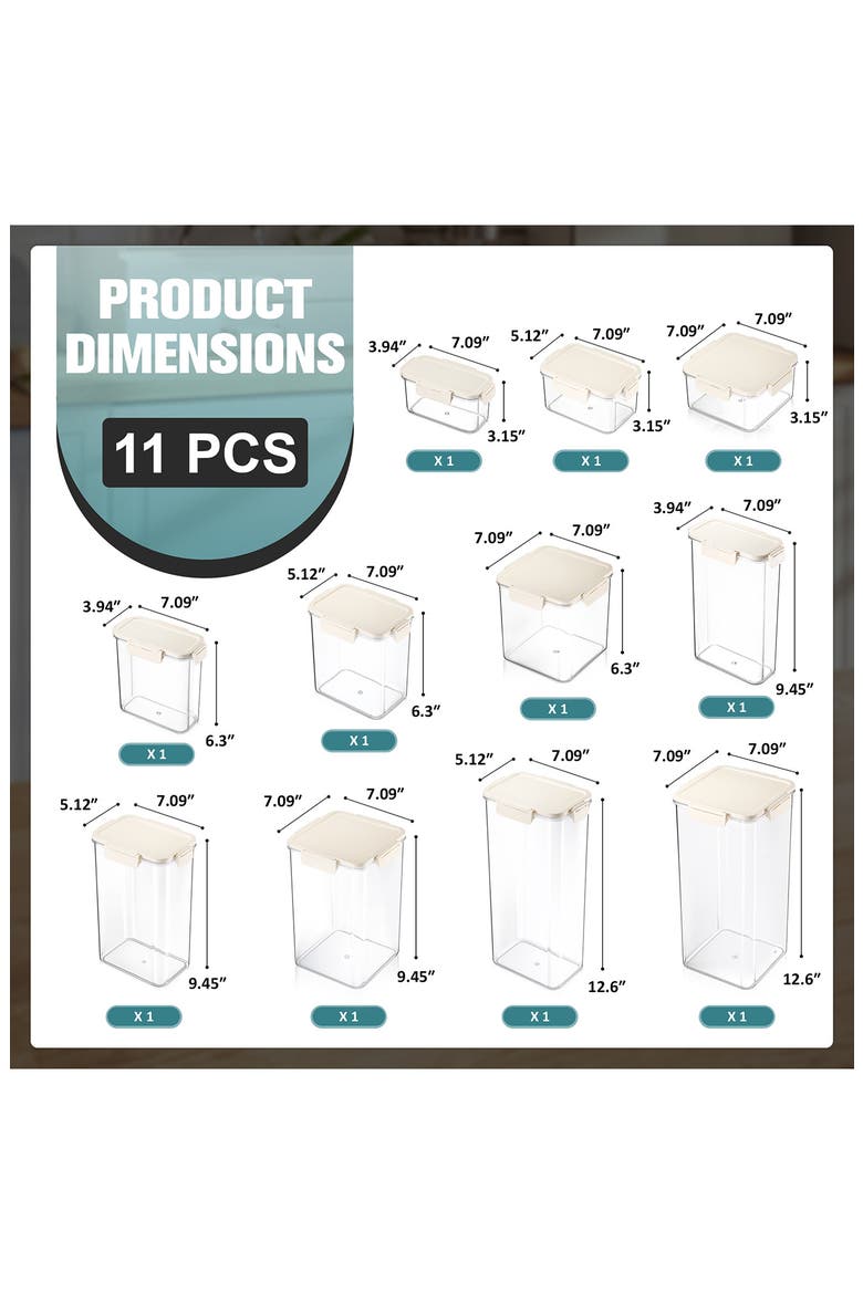 11-Piece Airtight Food Storage Container Set, Alternate, color, NO COLOR