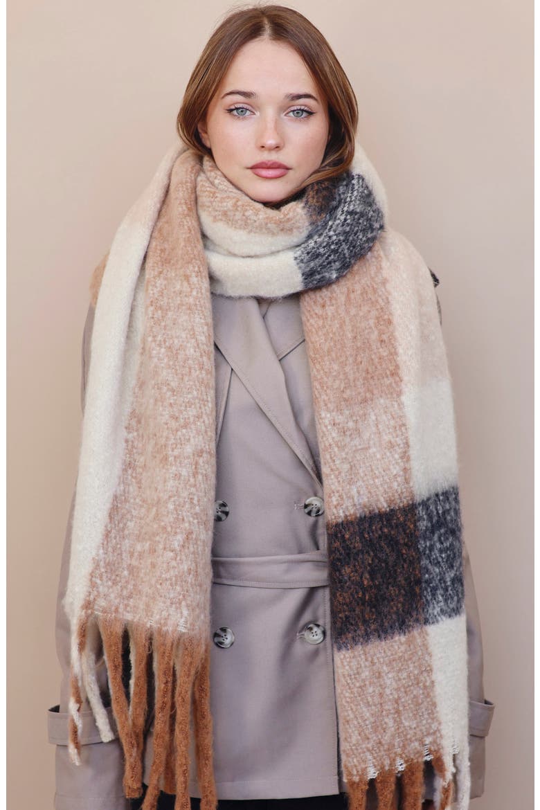 Lodge Knit Blanket Scarf, Alternate, color, BEIGE