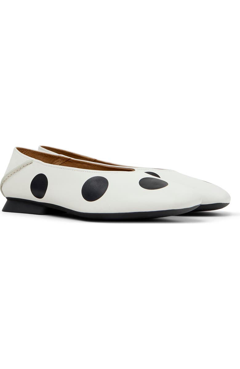 Camper Casi Myra Twins Polka Dot Ballerina Flat, Main, color, White Natural