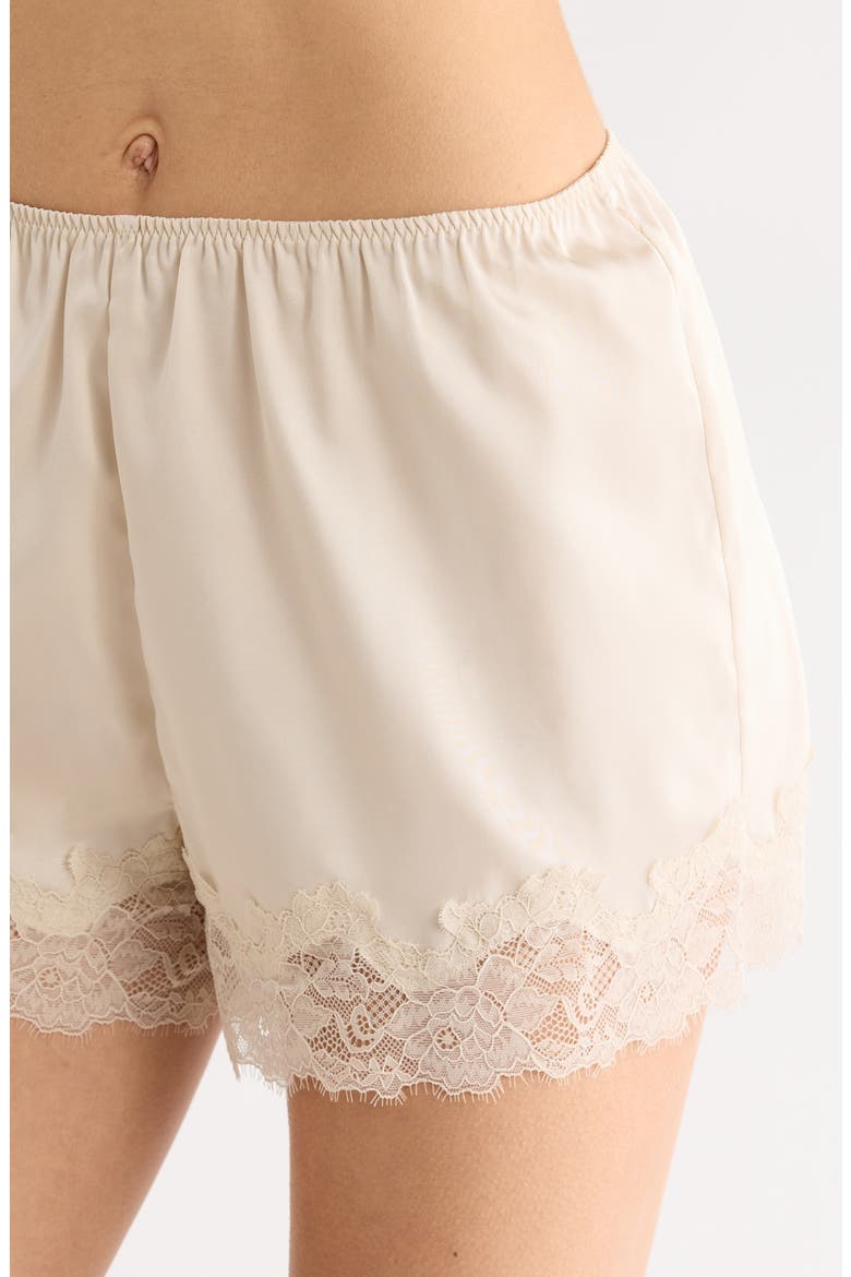 Lace Trim Satin Short Pajamas, Alternate, color, BEIGE BEACH