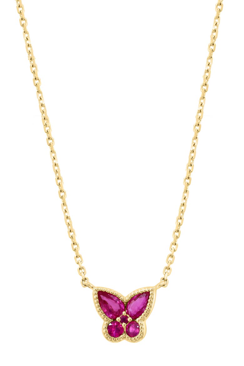 Natural Ruby Butterfly Pendant Necklace, Alternate, color, RED