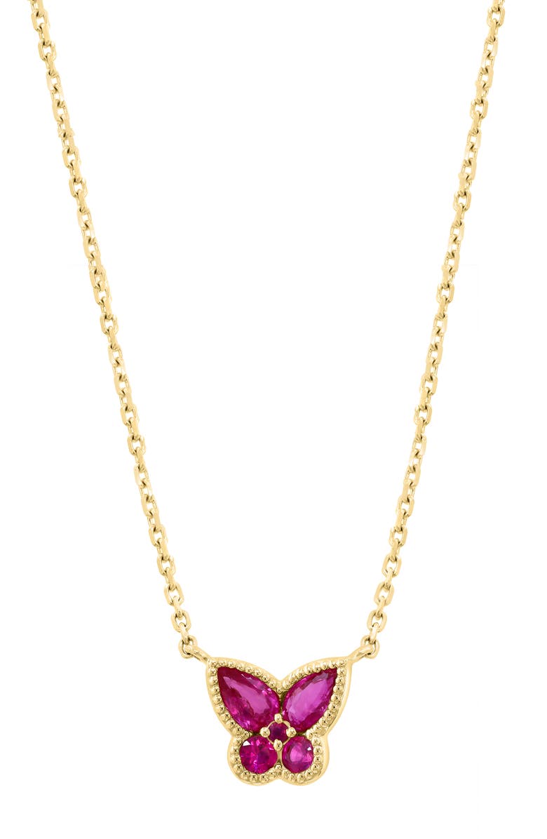 EFFY Natural Ruby Butterfly Pendant Necklace, Alternate, color, Red