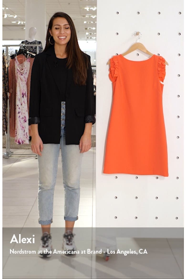 Ruffle Shoulder Crepe Shift Dress video