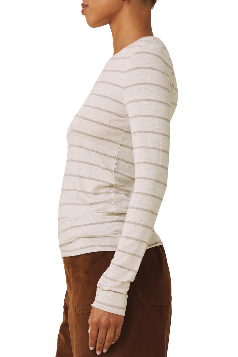 Bri Stripe Long Sleeve T-Shirt, Alternate, color, WHITE PALE OAK/ LIGHT BROWN