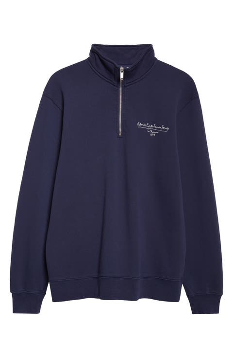 Public Chain Stitch Quarter Zip Fleece Sweatshirt