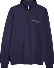 PALMES Public Chain Stitch Quarter Zip Fleece Sweatshirt