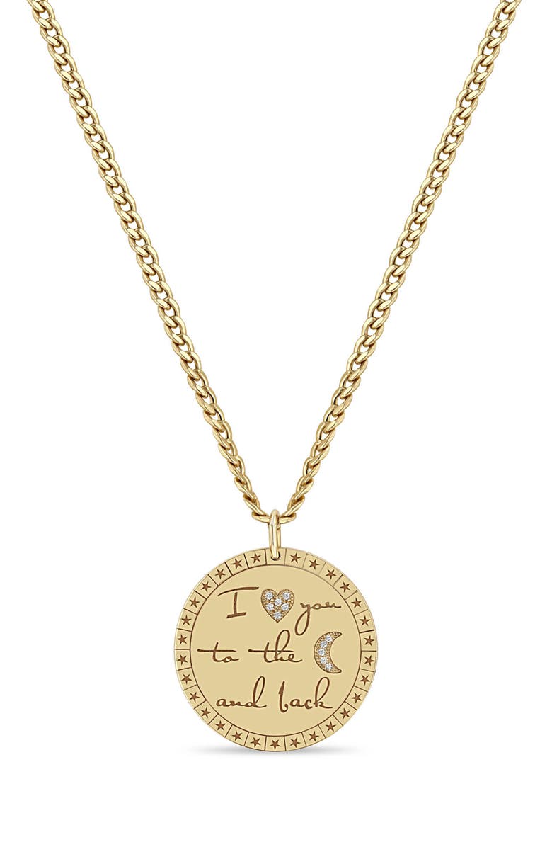 Zoë Chicco 14K Gold Diamond Mantra Pendant Necklace, Main, color, 