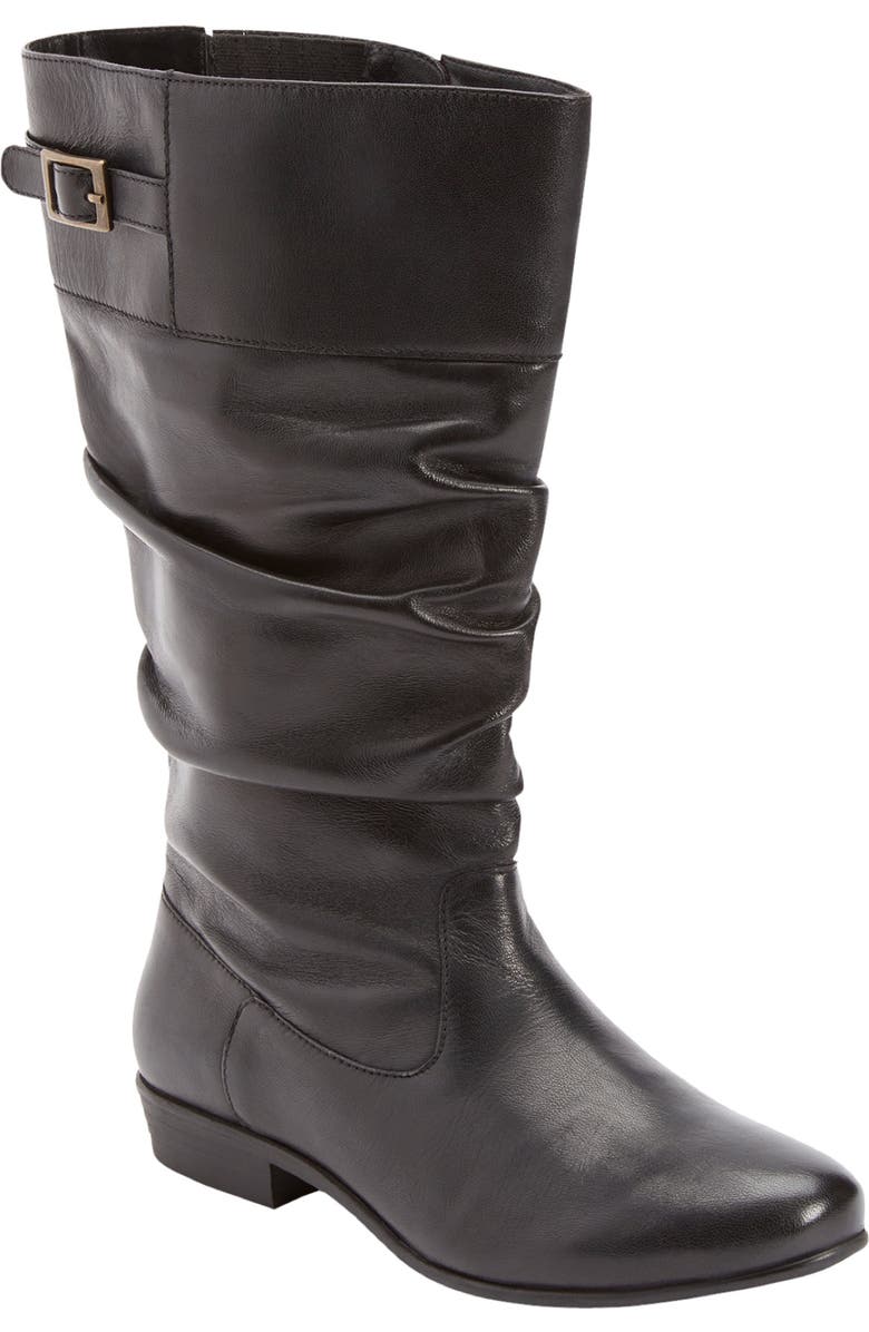 Comfortview The Monica Wide Calf Leather Boot, Main, color, Black