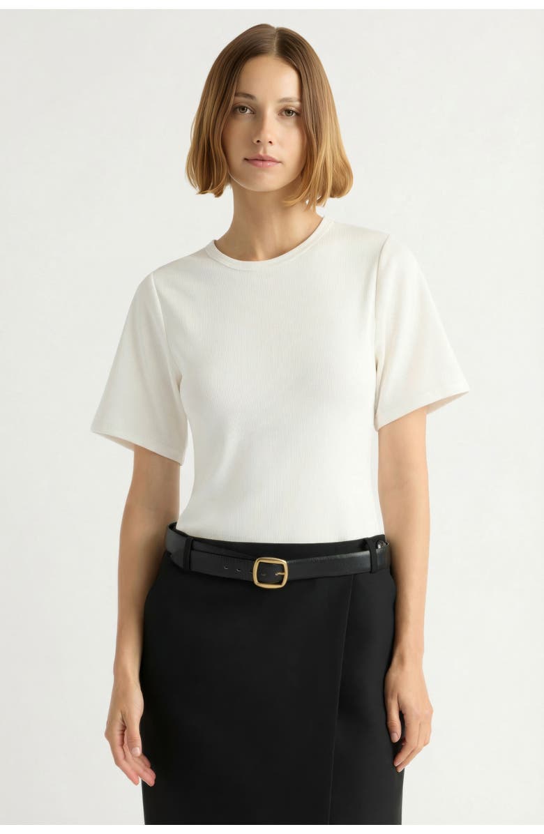 Modern Citizen Reanne Ribbed Sculpted Crew-Neck Tee, Main, color, White