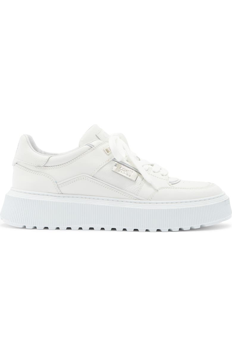 Roberto Cavalli Tonal Leather Sneaker, Alternate, color, White