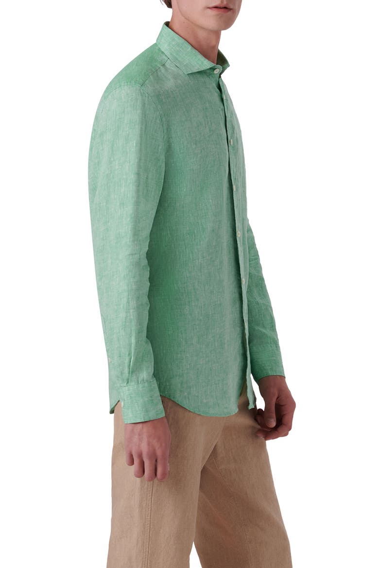 Axel Linen Button-Up Shirt, Alternate, color, JADE