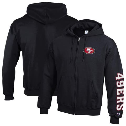 Men's Champion  Black San Francisco 49ers Powerblend Fleece Full-Zip Hoodie