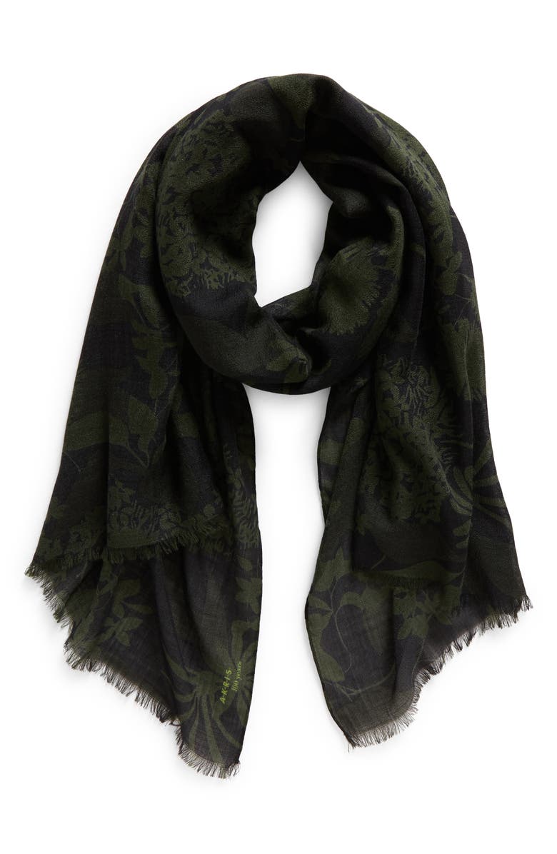 Akris Abraham Floral Cashmere & Silk Fringe Scarf, Alternate, color,