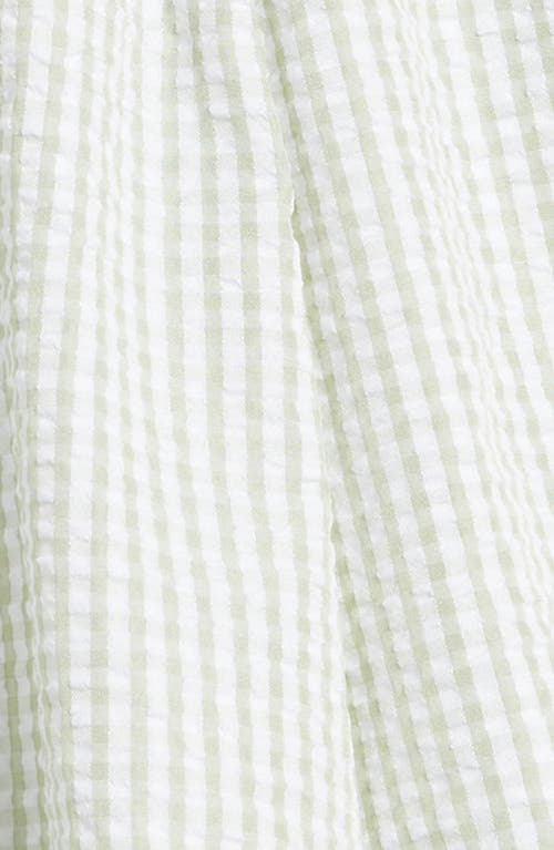 Shop Ava & Yelly Kids' Gingham Smocked Seersucker Bubble Dress In Sage
