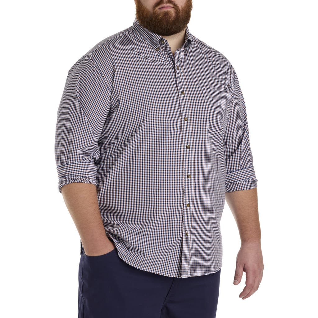 Harbor Bay By Dxl Big & Tall Easy-care Check Sport Shirt In Blue Multi