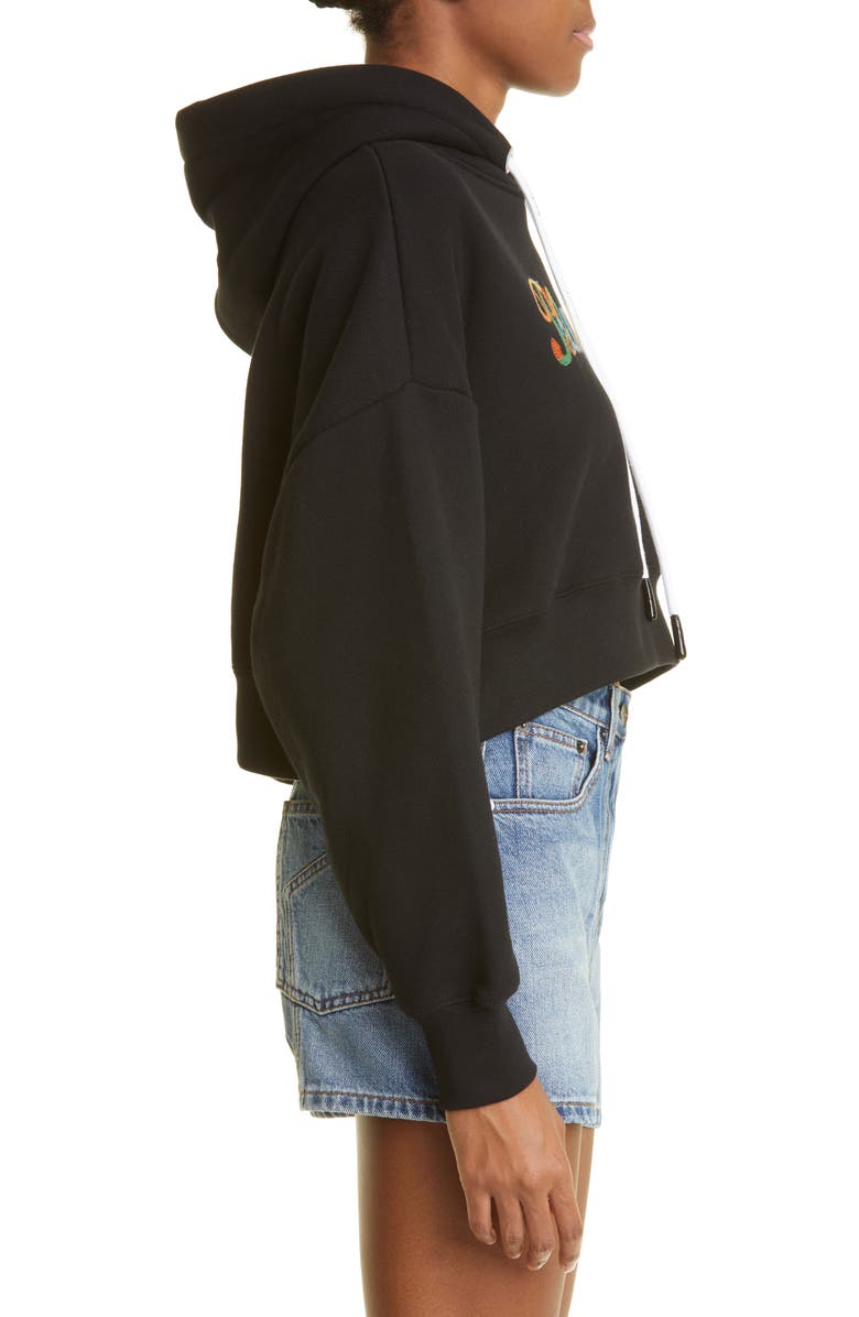 Palm Angels Embroidered Rainbow Crop Cotton Logo Hoodie, Alternate, color,