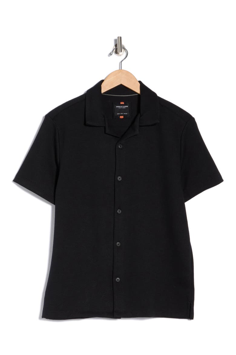 Jacquard Camp Shirt, Alternate, color, BLACK