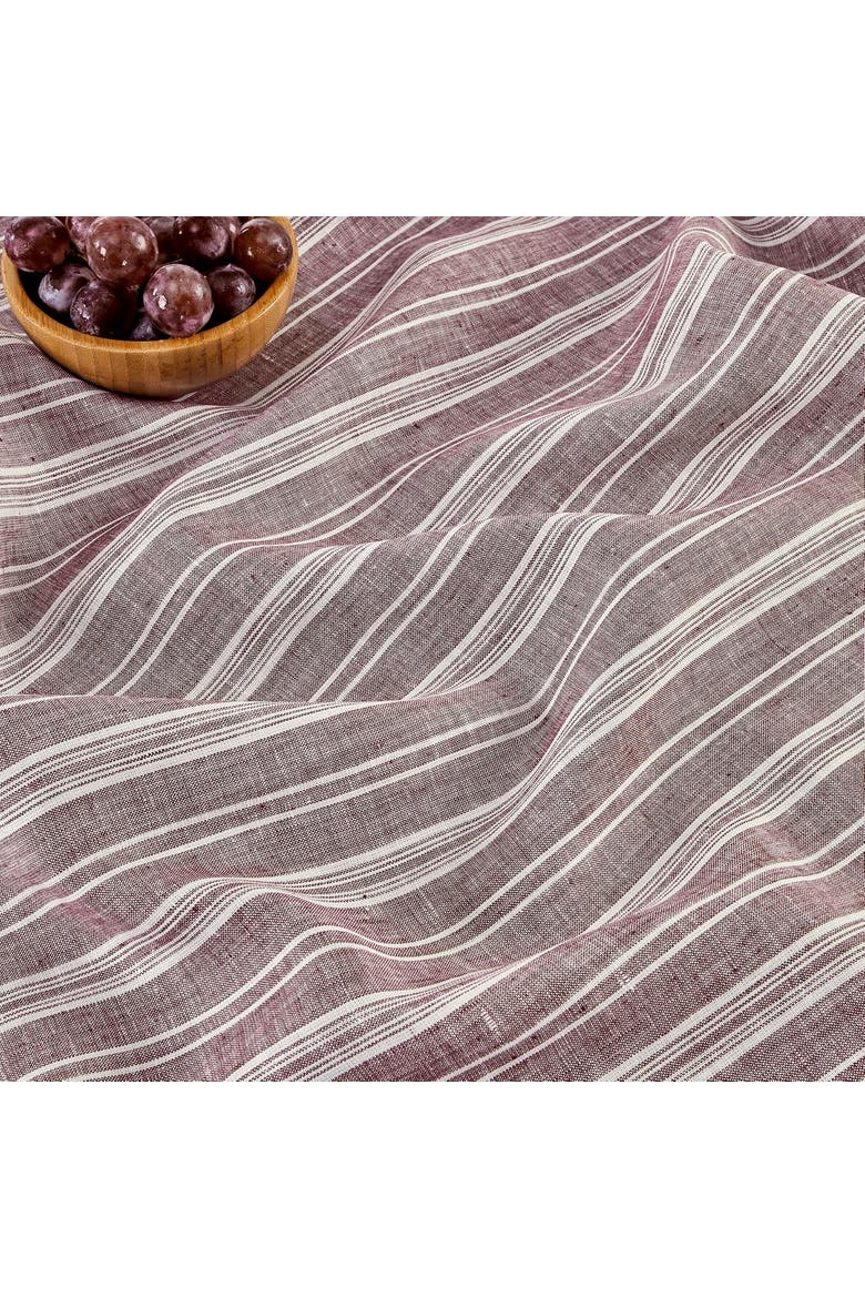 Linen Tablecloth, 60 x 108 in - Chelsea Stripe, Alternate, color, Burgundy and White