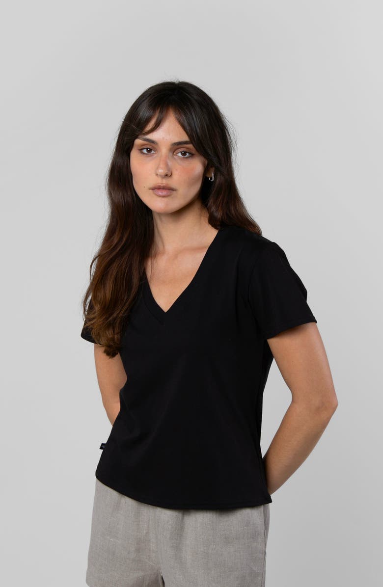 LEISURE LAB Supima V-Neck, Alternate, color, Black