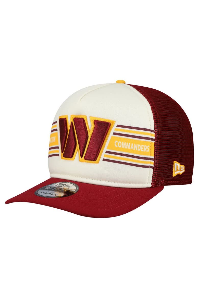 Men's New Era  Cream/Burgundy Washington Commanders Banner A-Frame 9FIFTY Snapback Hat, Main, color, Cream