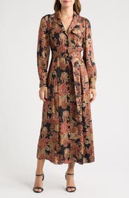 Julia Jordan Floral Long Sleeve Midi Shirtdress