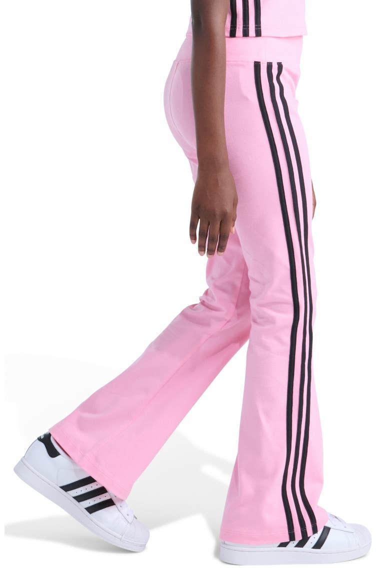 Kids' 3-Stripes Stretch Cotton Flare Leggings, Alternate, color, LIGHT PINK