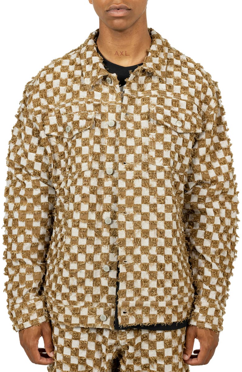 PLEASURES Curfew Checker Trucker Jacket, Main, color, 