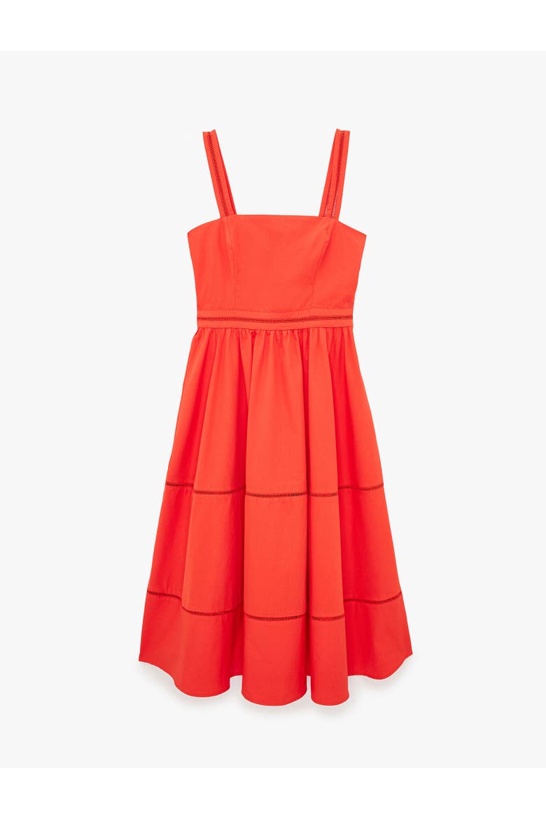 Square Neck Lace Detail Cotton Strappy Dress, Alternate, color, RED