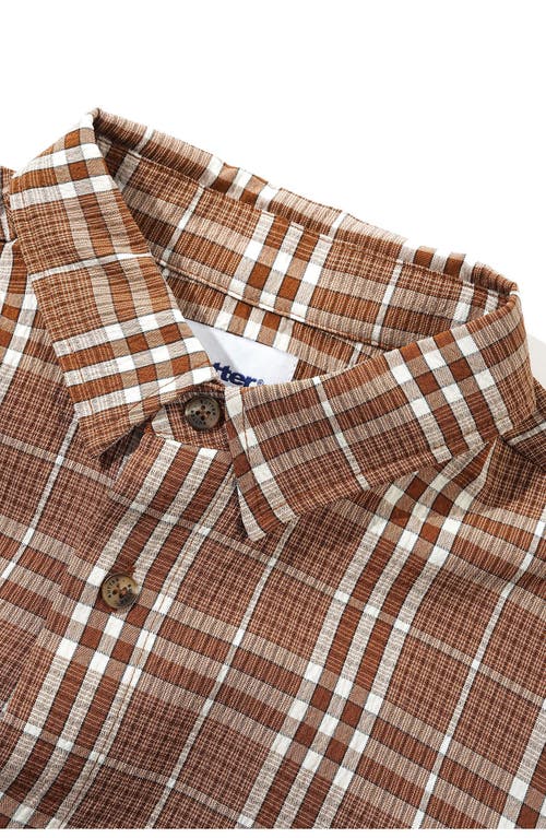 Butter Goods Equipment Plaid Seersucker Short Sleeve Button-up Shirt In Brown