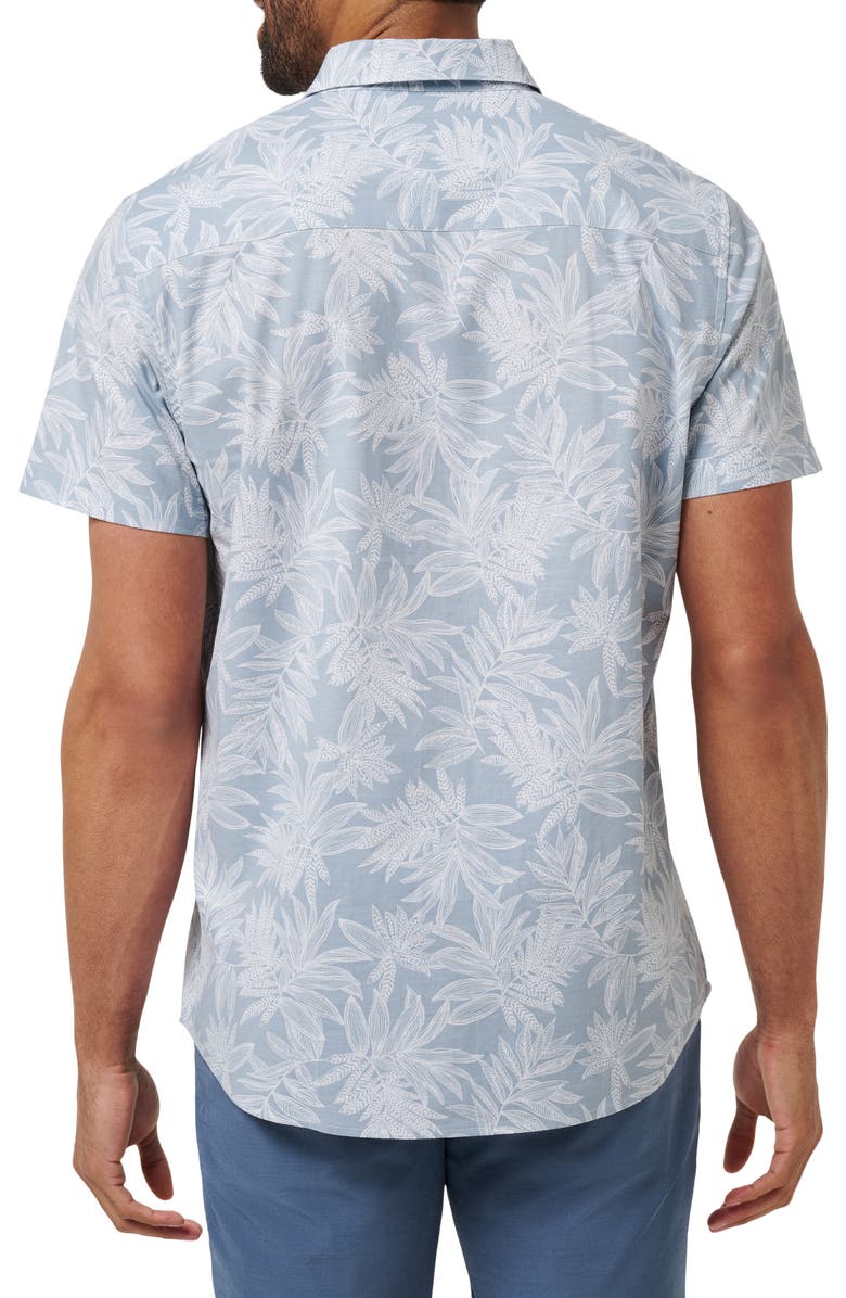 TravisMathew Poolside Sips Short Sleeve Button-Up Shirt, Alternate, color, Heather Dusty Blue