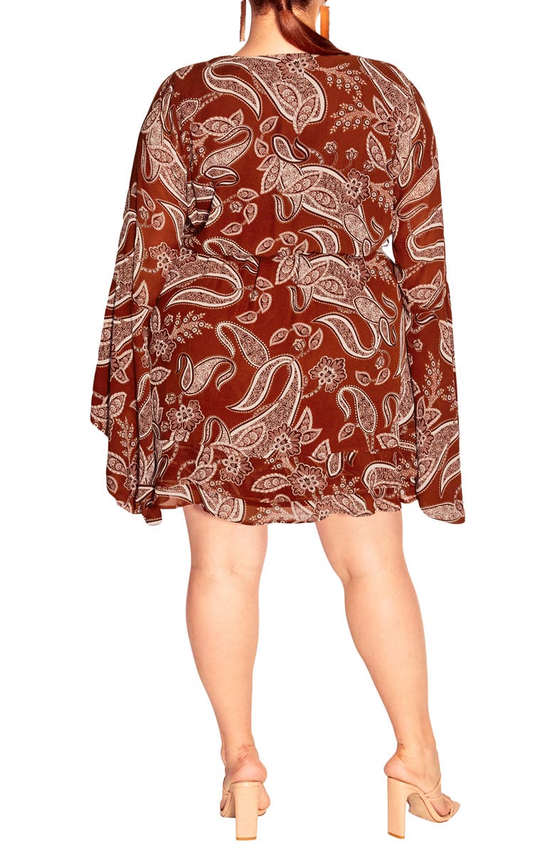 City Chic Dream Paisley Faux Wrap Minidress, Alternate, color, Paisley