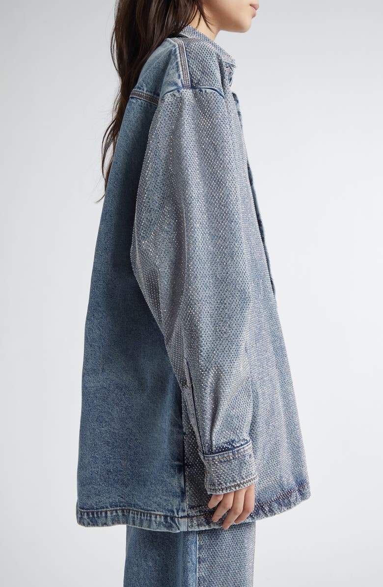 Stella McCartney Hotfix Oversize Denim Overshirt, Alternate, color, Vintage Blue Denim